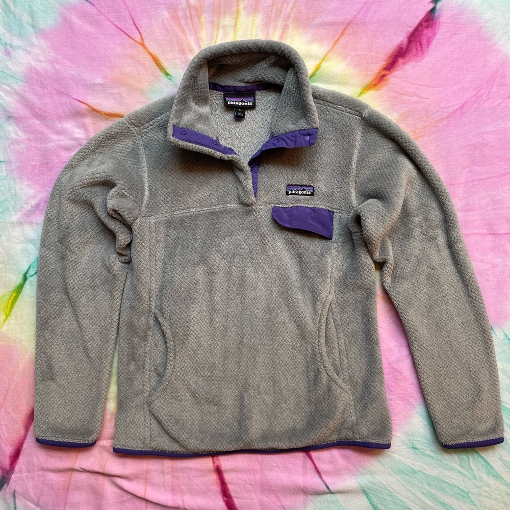Patagonia Synchilla® Snap-T® Gray/Purple Pullover | Size S